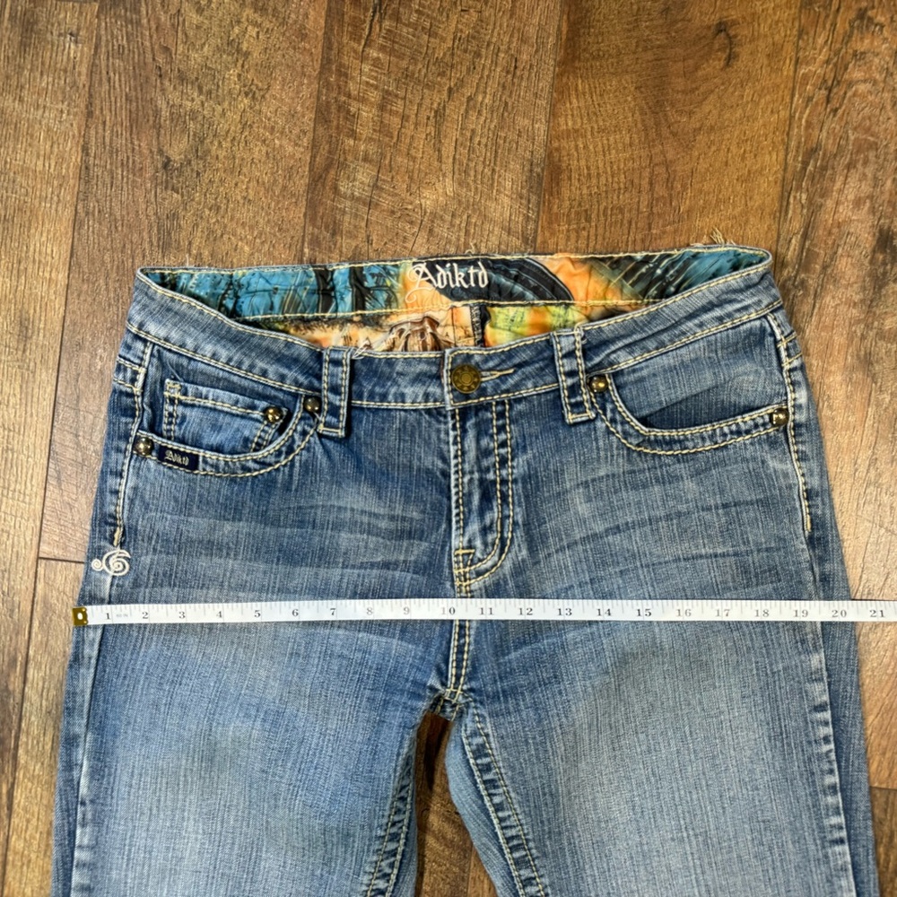 Adiktd Light Medium Blue Straight Leg Jeans Embellished Pockets Size 12 - Picture 5 of 10